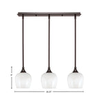 Stem Three Light Linear Pendalier in Dark Granite with White Marble Shade