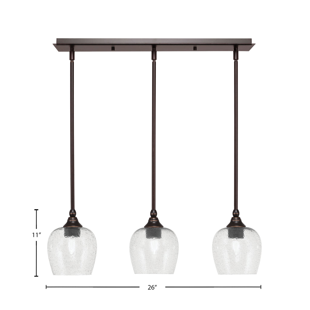 Stem Three Light Linear Pendalier in Dark Granite with Smoke Bubble Shade