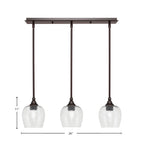 Stem Three Light Linear Pendalier in Dark Granite with Smoke Bubble Shade