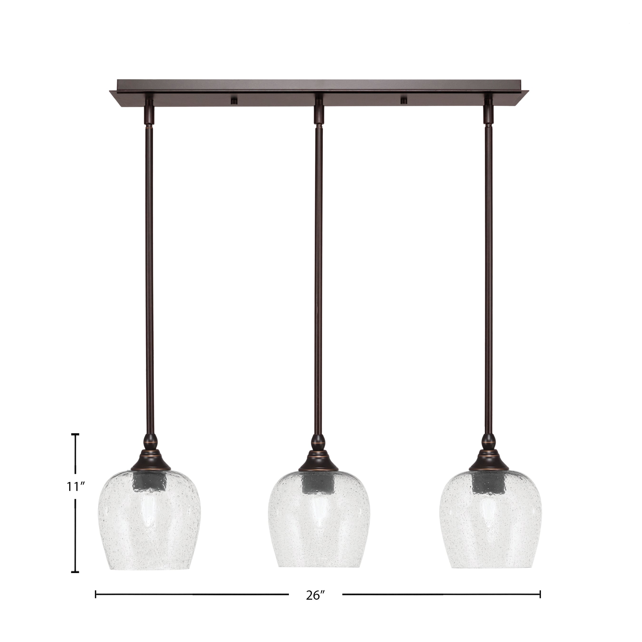 Stem Three Light Linear Pendalier in Dark Granite with Smoke Bubble Shade