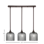 Stem Three Light Linear Pendalier in Dark Granite with Smoke Textured Shade