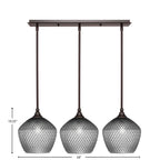 Stem Three Light Linear Pendalier in Dark Granite with Smoke Textured Shade