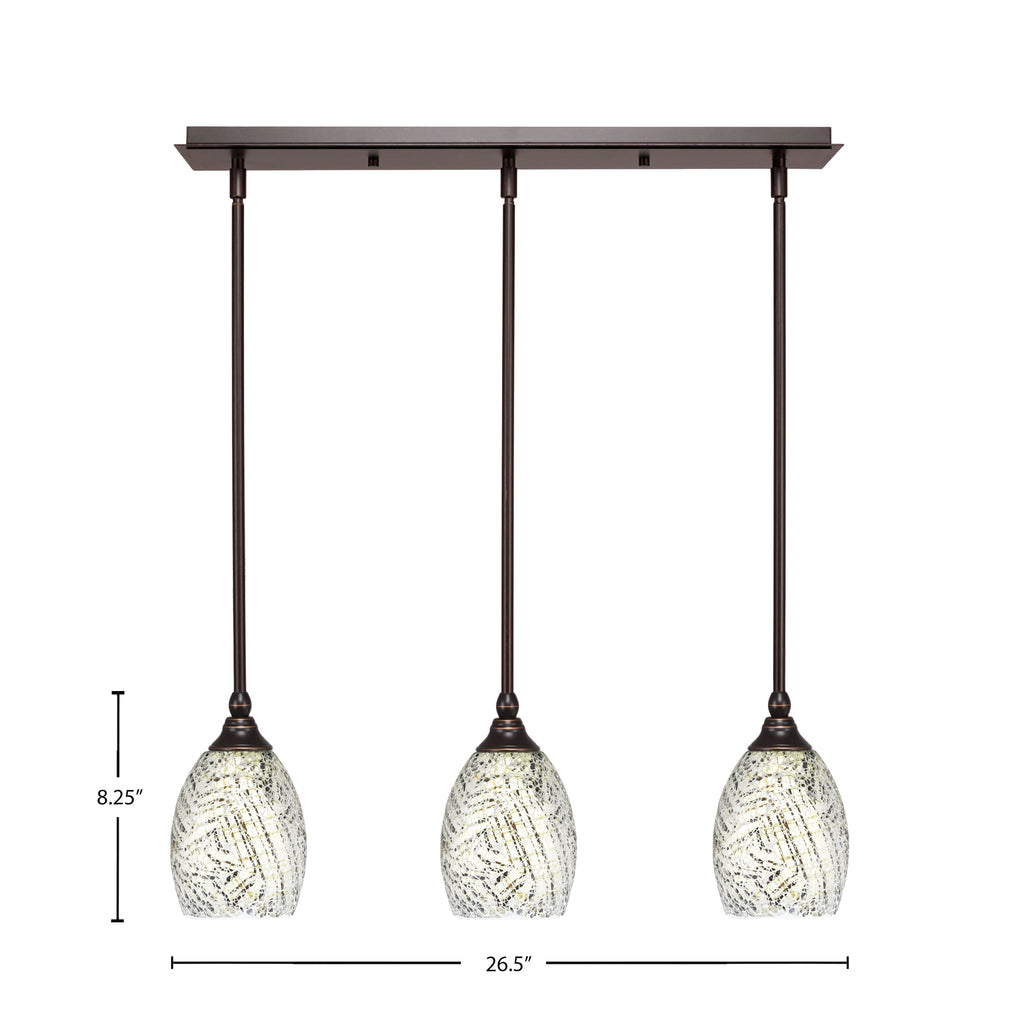 Any Three Light Linear Pendalier in Dark Granite with 5" Natural Fusion Shade