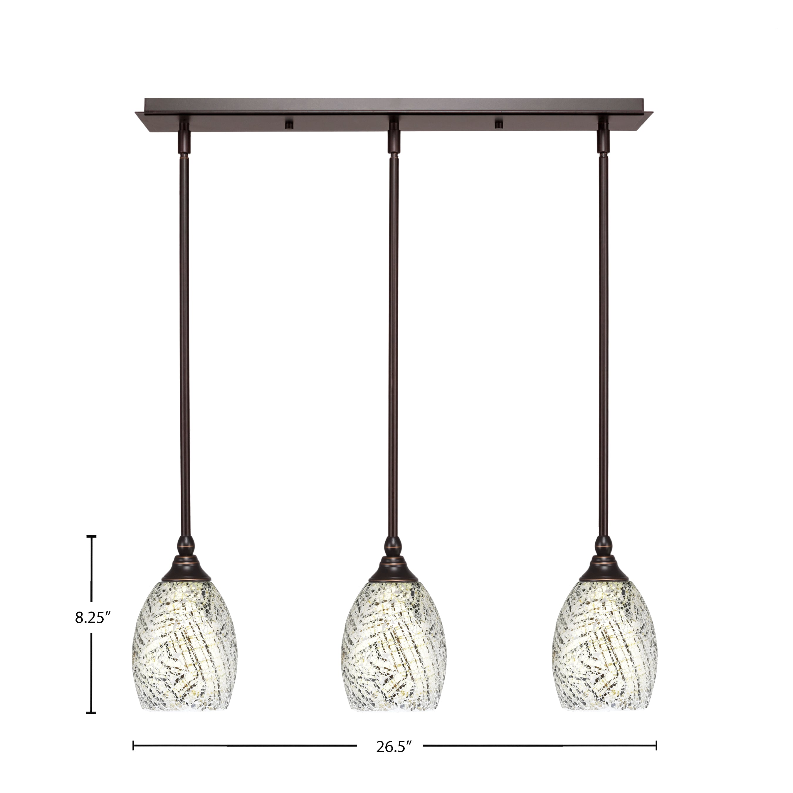 Any Three Light Linear Pendalier in Dark Granite with 5" Natural Fusion Shade