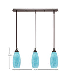 Any Three Light Linear Pendalier in Dark Granite with 5.5" Turquoise Fusion Shade