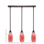 Any Three Light Linear Pendalier in Dark Granite with 5.5" Red Fusion Shade