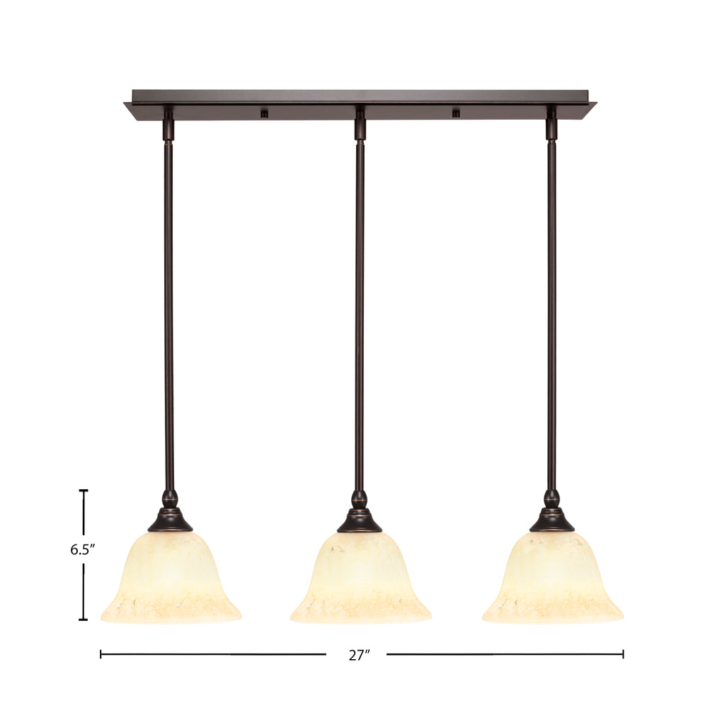 Any Three Light Multi Light Mini Pendant in Dark Granite with 7" Italian Marble Shade
