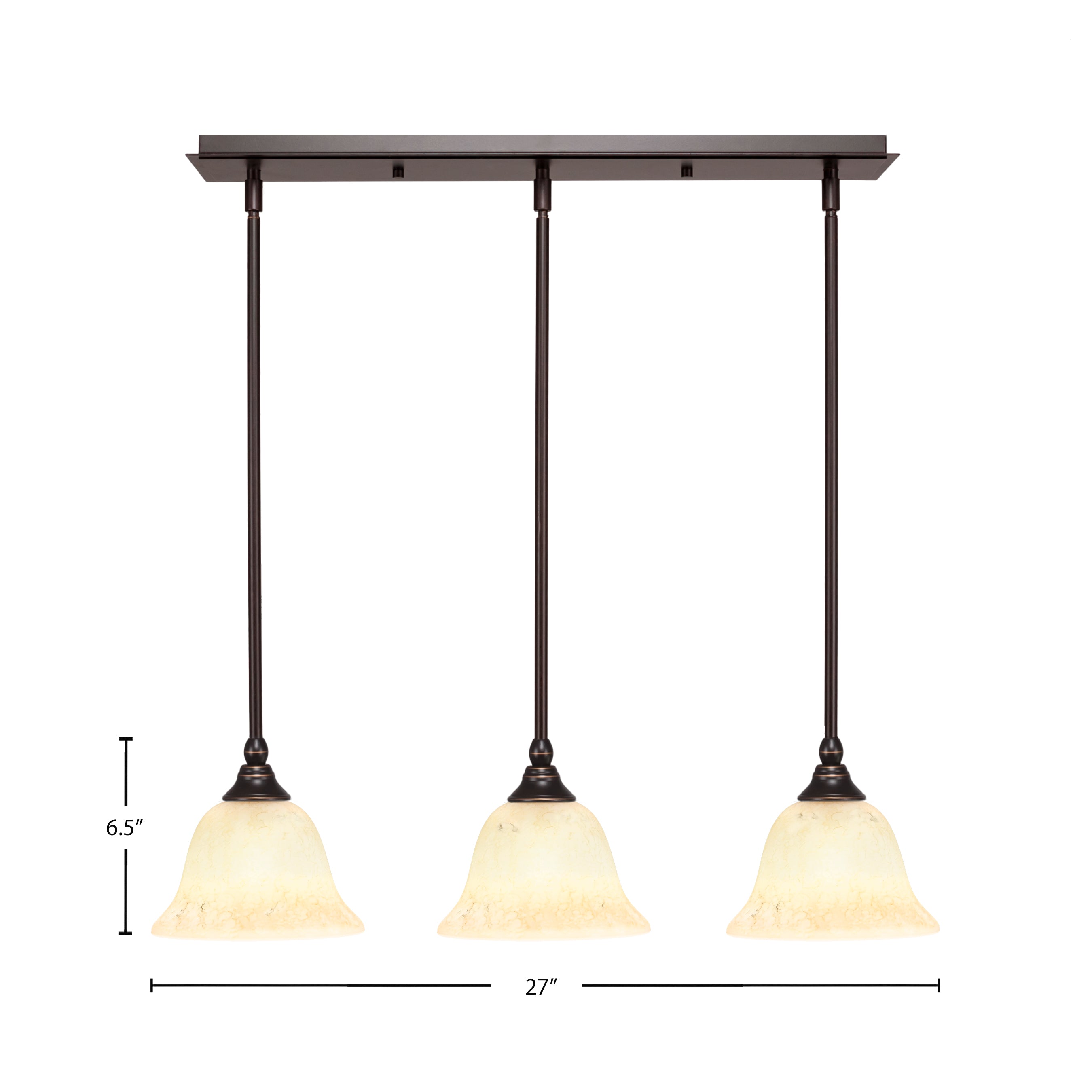 Any Three Light Multi Light Mini Pendant in Dark Granite with 7" Italian Marble Shade