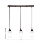 Stem Three Light Linear Pendalier in Dark Granite with Square White Shade