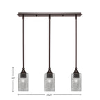 Stem Three Light Linear Pendalier in Dark Granite with Square Smoke Shade