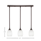 Any Three Light Linear Pendalier in Dark Granite with 5" White Linen Shade