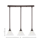 Any Three Light Linear Pendalier in Dark Granite with 7" Gold Ice Shade