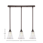 Any Three Light Linear Pendalier in Dark Granite with 5.5" Fluted Frosted Crystal Shade