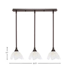 Any Three Light Linear Pendalier in Dark Granite with 7" Gold Ice Shade