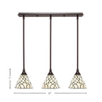 Any Three Light Linear Pendalier in Dark Granite with 7" Sandhill Art Glass Shade