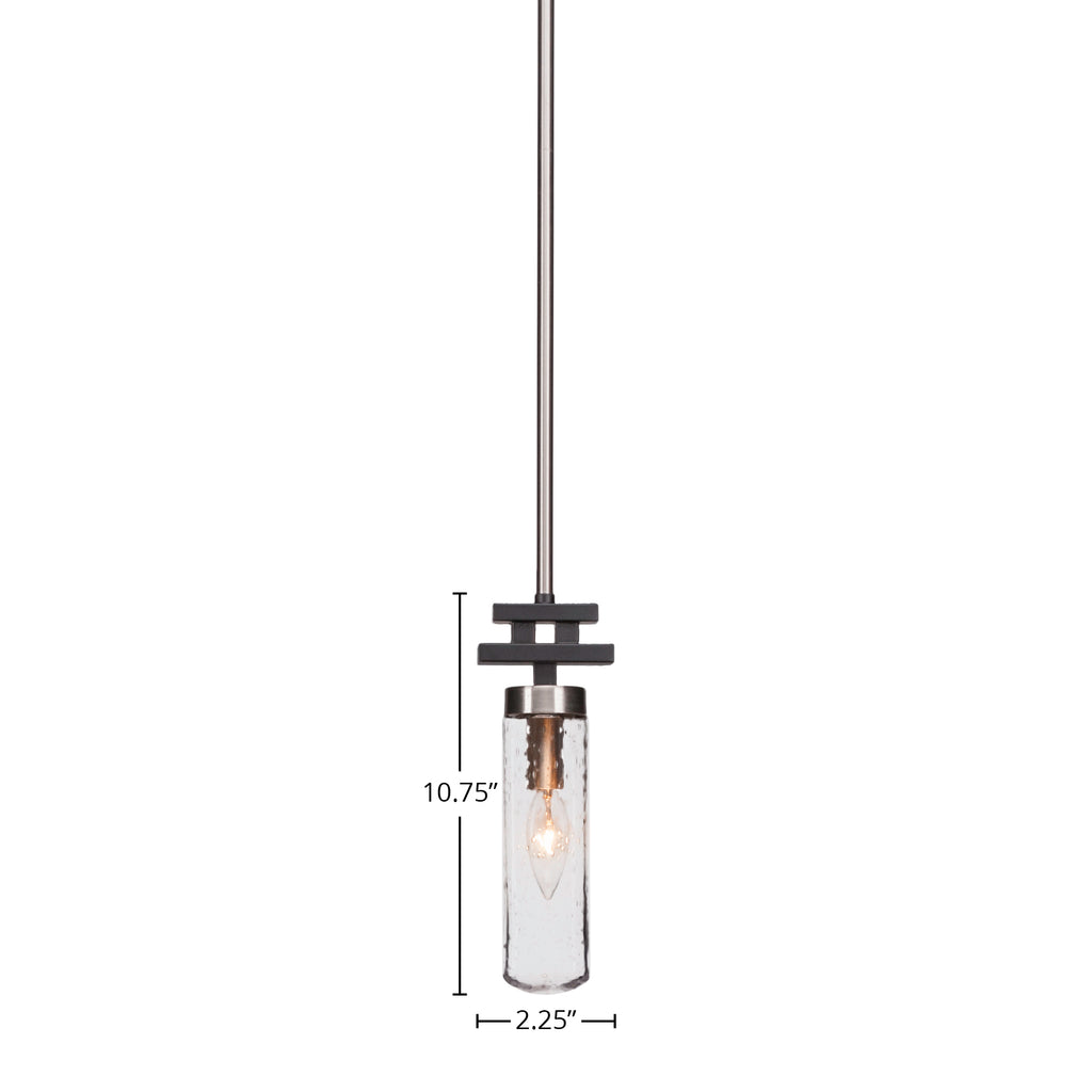 Salinda One Light Mini Pendant in Matte Black & Brushed Nickel with 2.5" Clear Bubble Shade