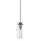 Salinda One Light Mini Pendant in Matte Black & Brushed Nickel with 2.5" Clear Bubble Shade