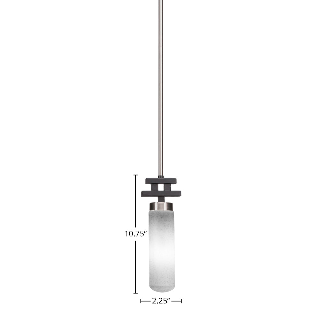 Salinda One Light Mini Pendant in Matte Black & Brushed Nickel with 2.5" White Muslin Shade