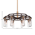 Salinda Eight Light Chandelier in Espresso & Brass with 2.5" Clear Bubble Shade