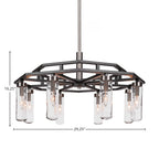 Salinda Eight Light Chandelier in Matte Black & Brushed Nickel with 2.5" Clear Bubble Shade