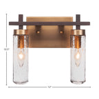 Salinda Two Light Bath Bar in Espresso & Brass with 2.5" Clear Bubble Shade