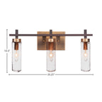 Salinda Three Light Bath Bar in Espresso & Brass with 2.5" Clear Bubble Shade