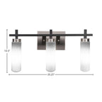 Salinda Three Light Bath Bar in Matte Black & Brushed Nickel with 2.5" White Muslin Shade