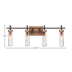 Salinda Four Light Bath Bar in Espresso & Brass with 2.5" Clear Bubble Shade