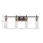Salinda Four Light Bath Bar in Matte Black & Brushed Nickel with 2.5" Clear Bubble Shade