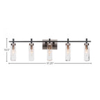 Salinda Five Light Bath Bar in Matte Black & Brushed Nickel with 2.5" Clear Bubble Shade