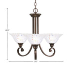 Curl Three Light Chandelier in Bronze with 10" Frosted Crystal Shade