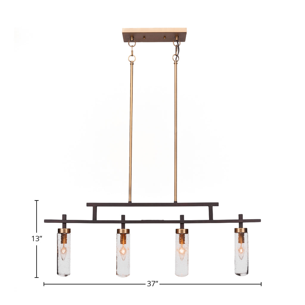 Salinda Four Light Bar in Espresso & Brass with 2.5" Clear Bubble Shade