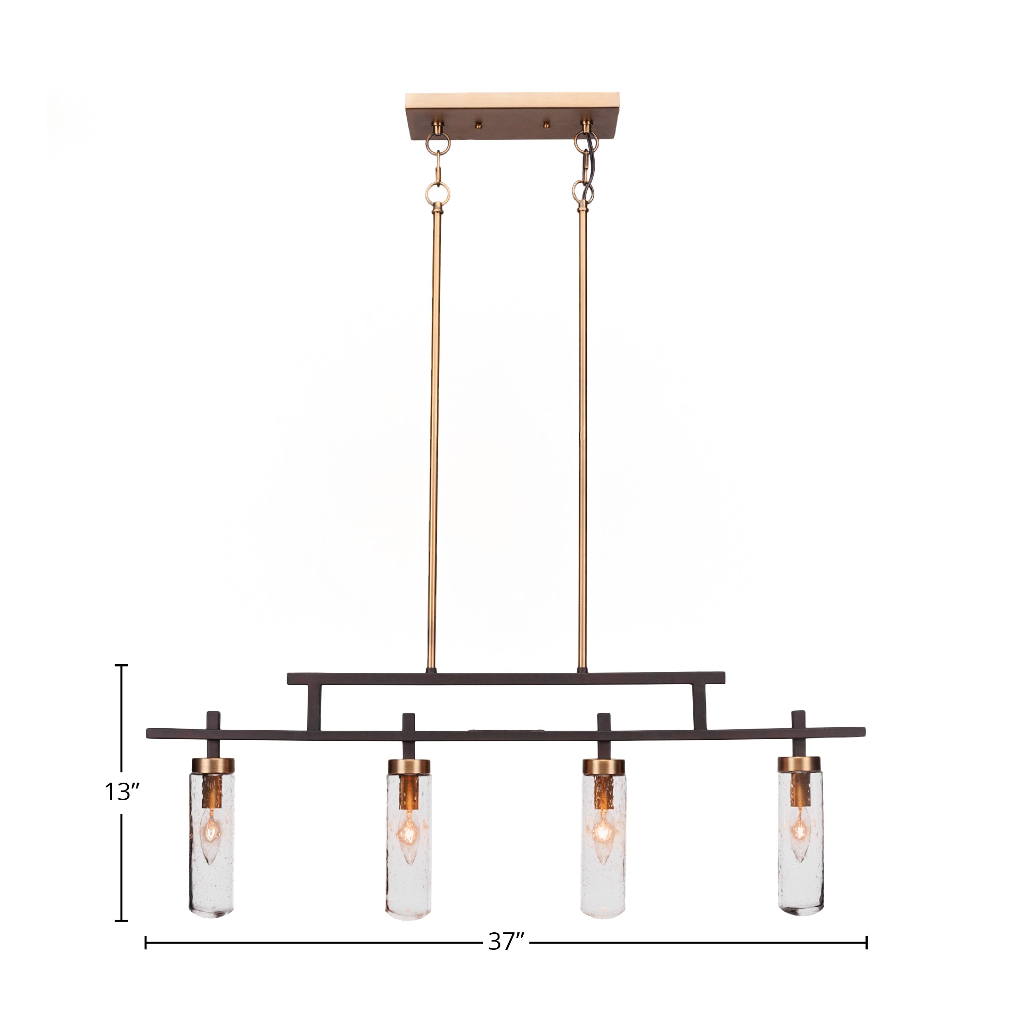 Salinda Four Light Bar in Espresso & Brass with 2.5" Clear Bubble Shade
