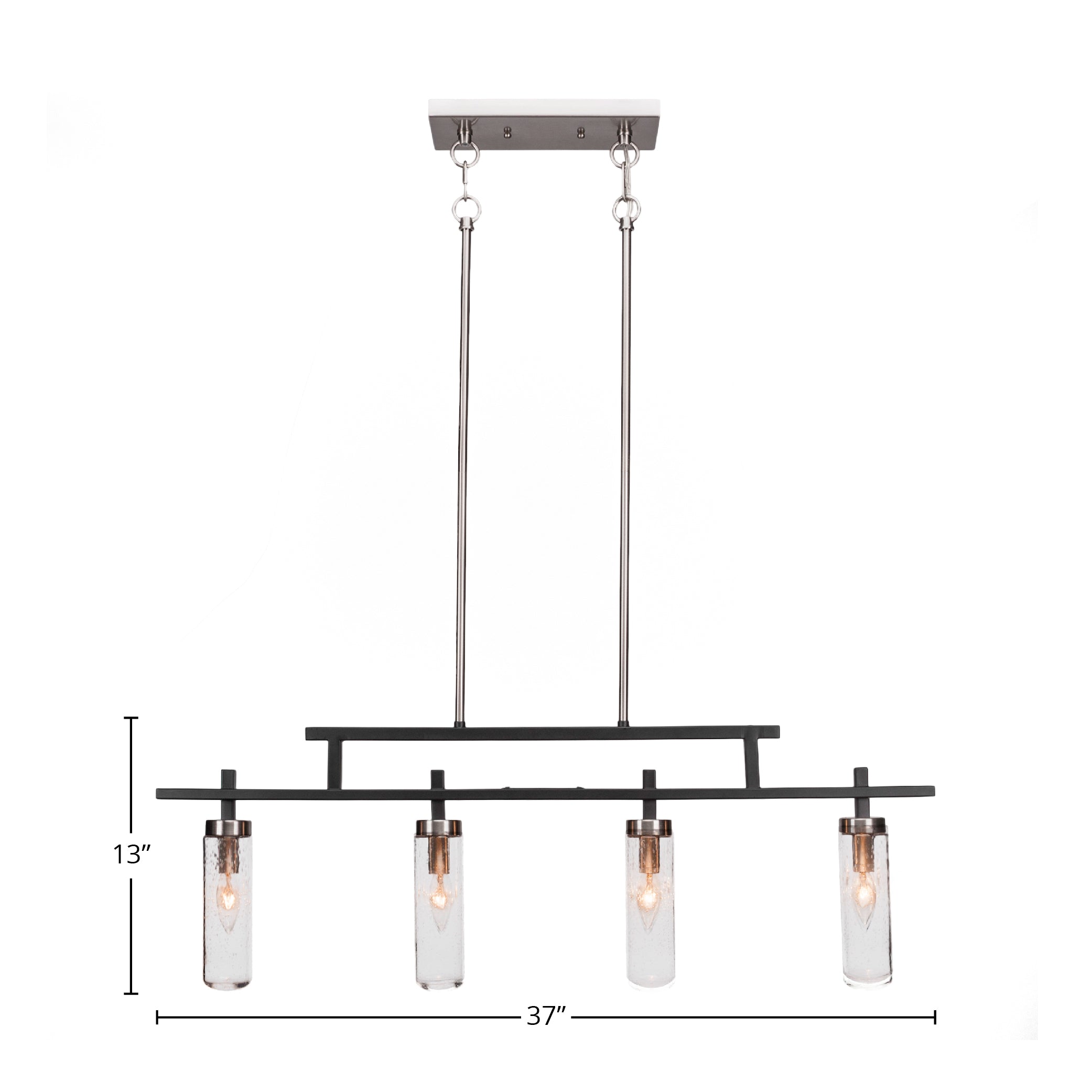 Salinda Four Light Bar in Matte Black & Brushed Nickel with 2.5" Clear Bubble Shade