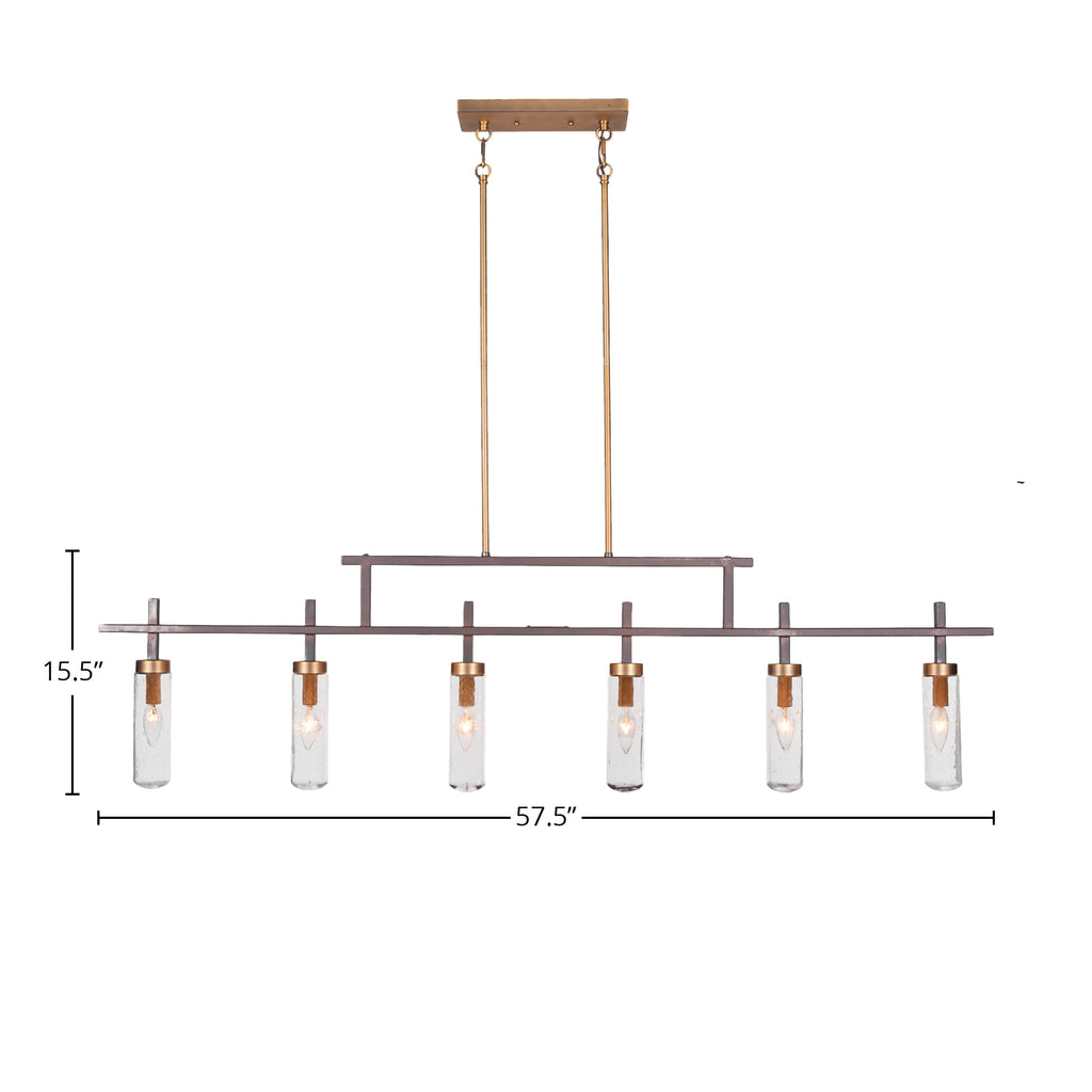 Salinda Six Light Bar in Espresso & Brass with 2.5" Clear Bubble Shade