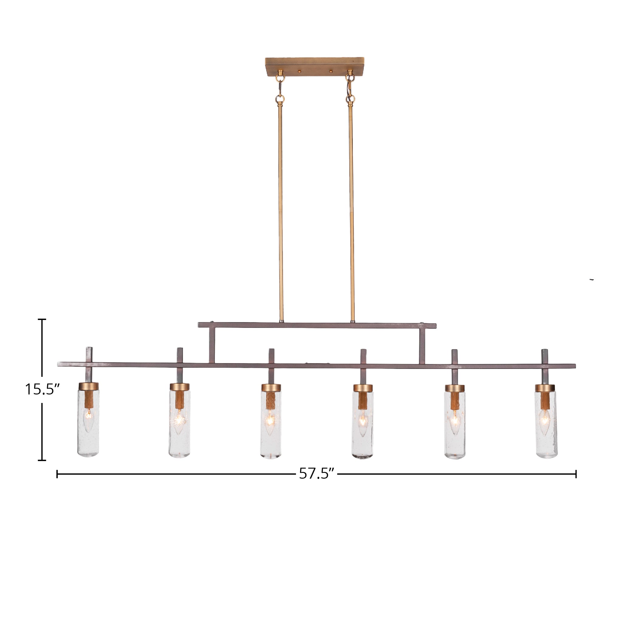 Salinda Six Light Bar in Espresso & Brass with 2.5" Clear Bubble Shade