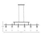 Salinda Six Light Bar in Matte Black & Brushed Nickel with 2.5" White Muslin Shade