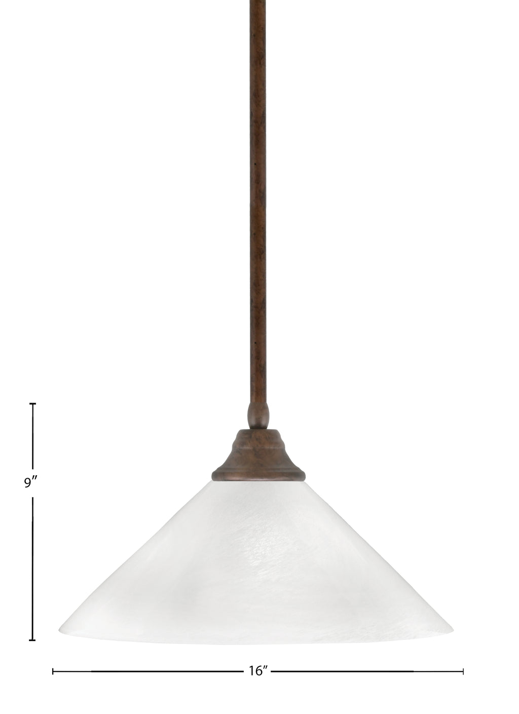 Any One Light Pendant in Bronze with White Marble Glass Shade