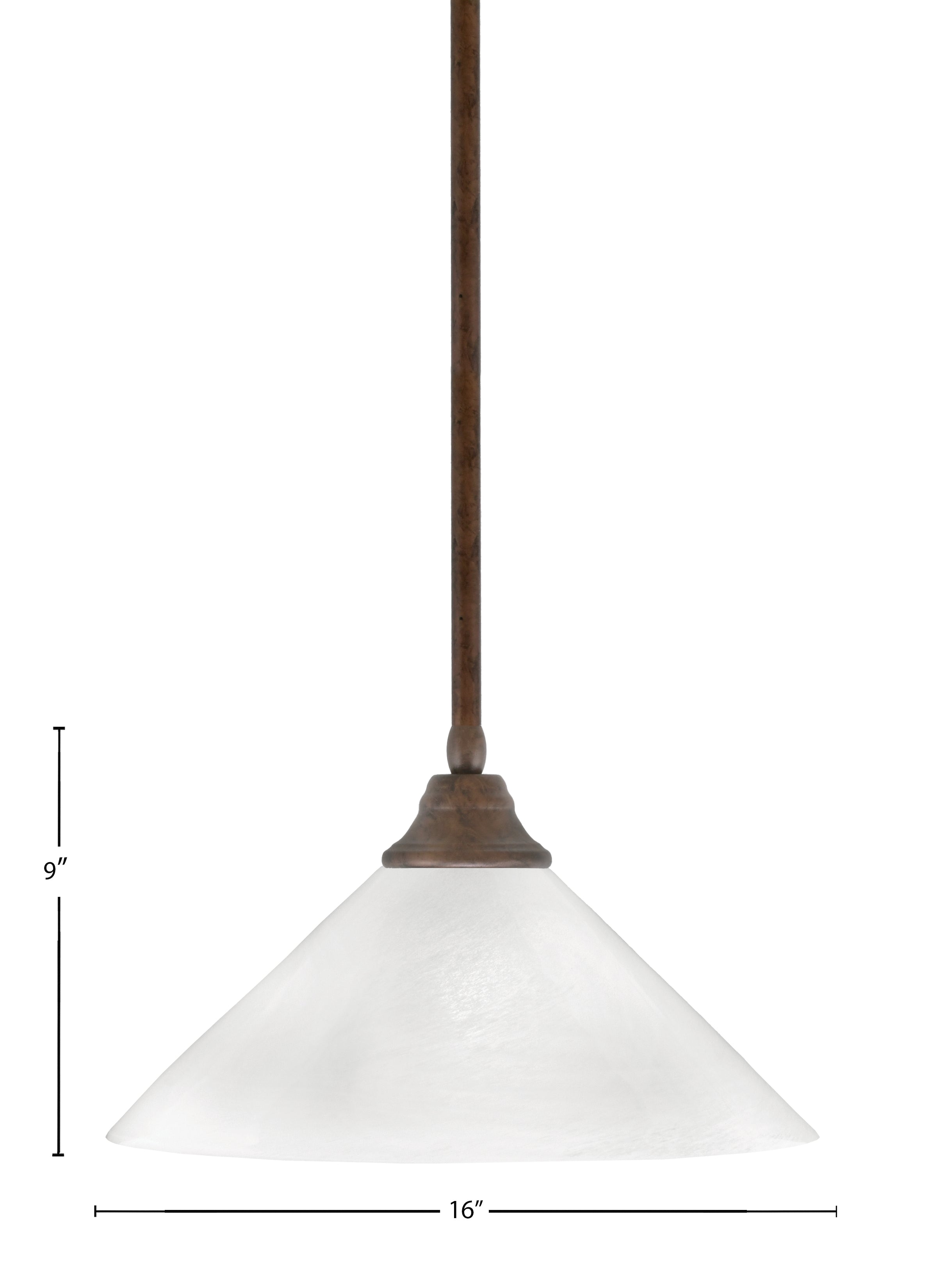 Any One Light Pendant in Bronze with White Marble Glass Shade