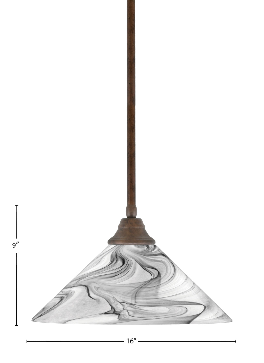 Any One Light Pendant in Bronze with Onyx Swirl Glass Shade