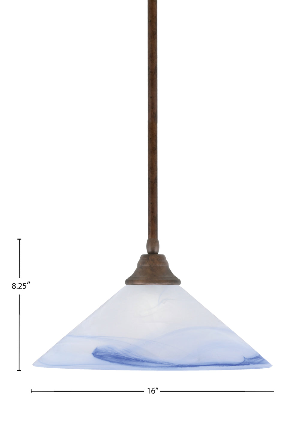 Any One Light Pendant in Bronze with Blue Swirl Glass Shade