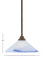 Any One Light Pendant in Bronze with Blue Swirl Glass Shade