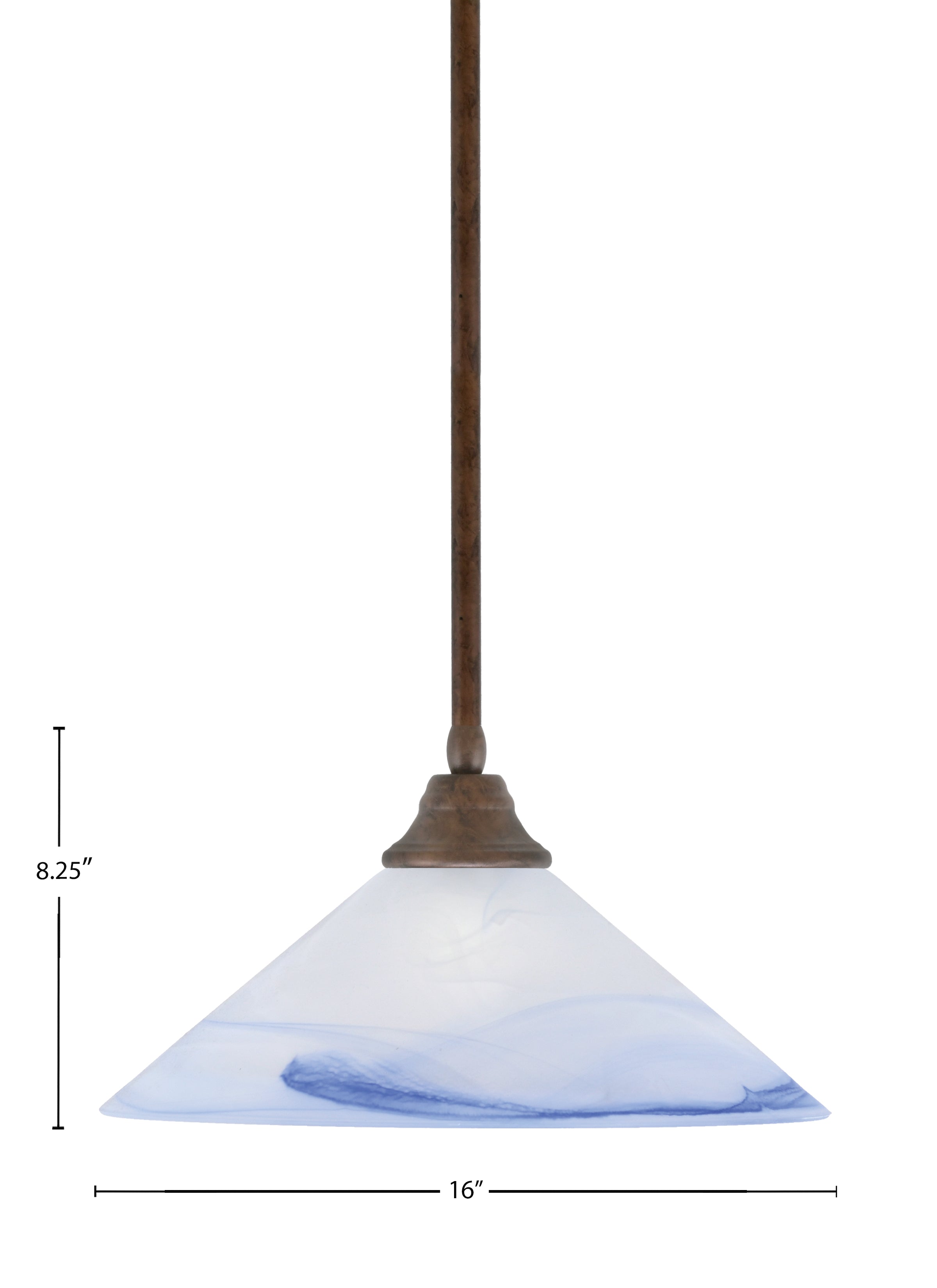 Any One Light Pendant in Bronze with Blue Swirl Glass Shade