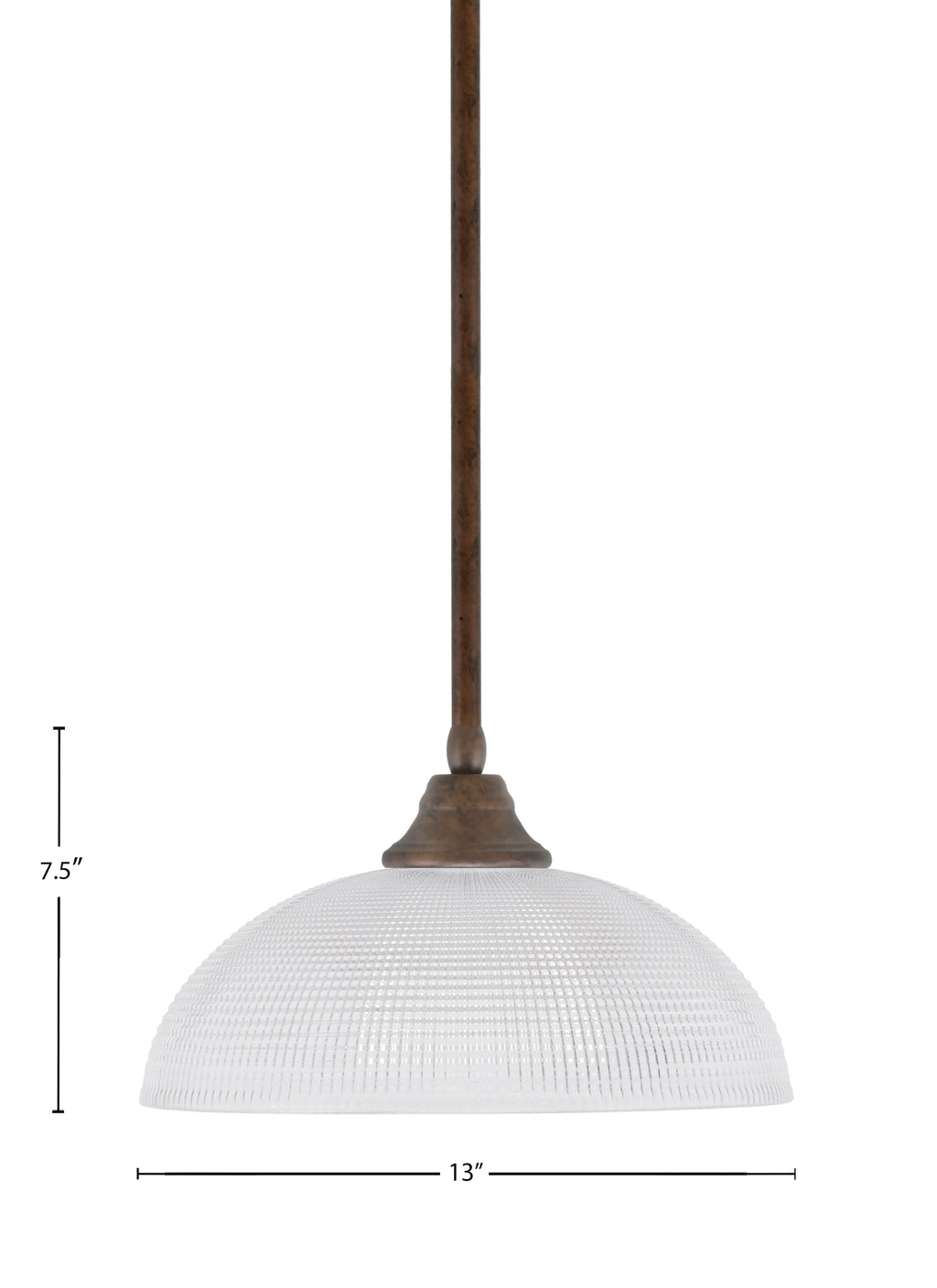 Any One Light Pendant in Bronze with Clear Ribbed Glass Shade