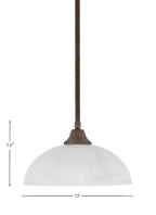 Any One Light Pendant in Bronze with Clear Ribbed Glass Shade