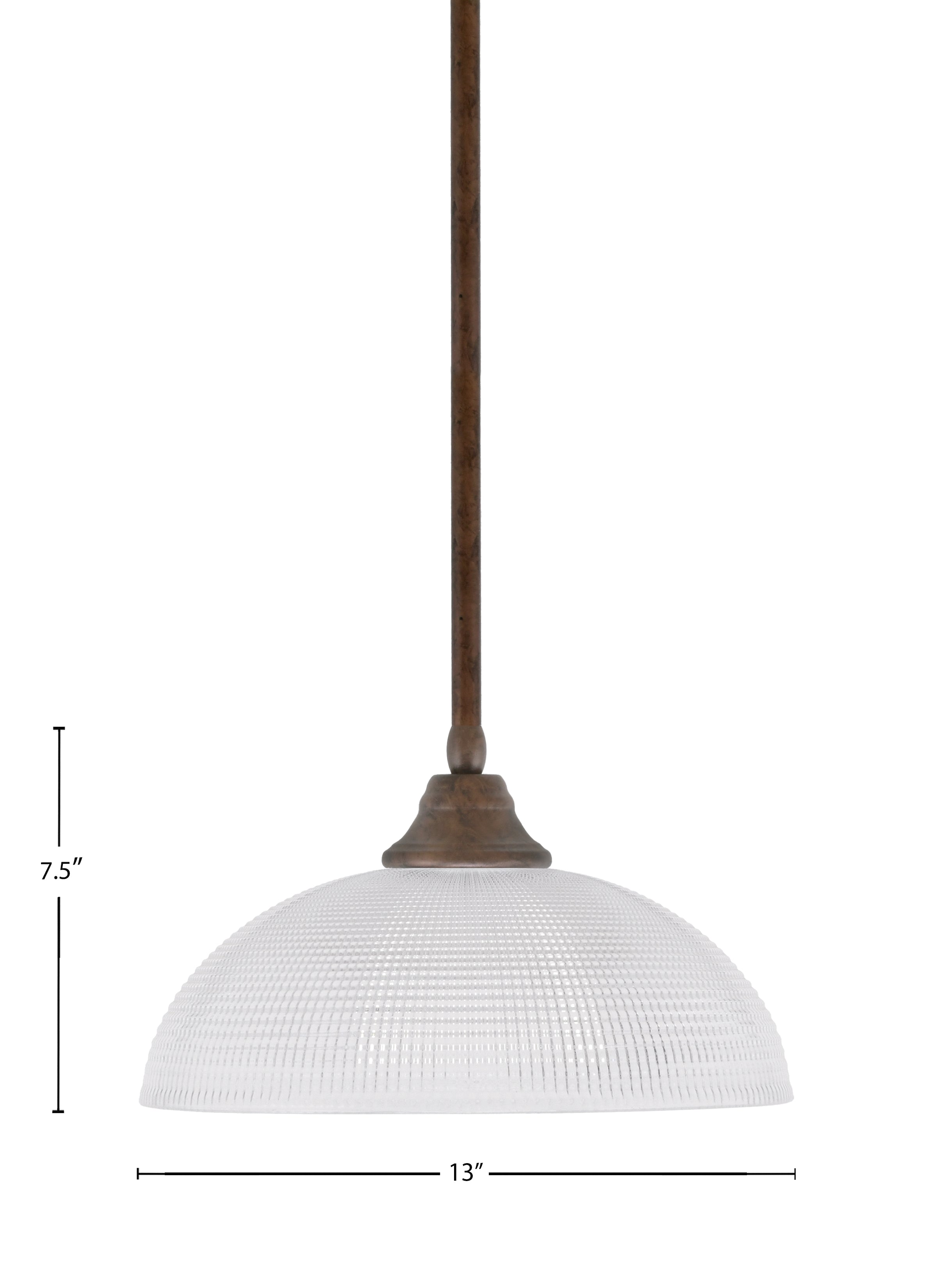 Any One Light Pendant in Bronze with Clear Ribbed Glass Shade