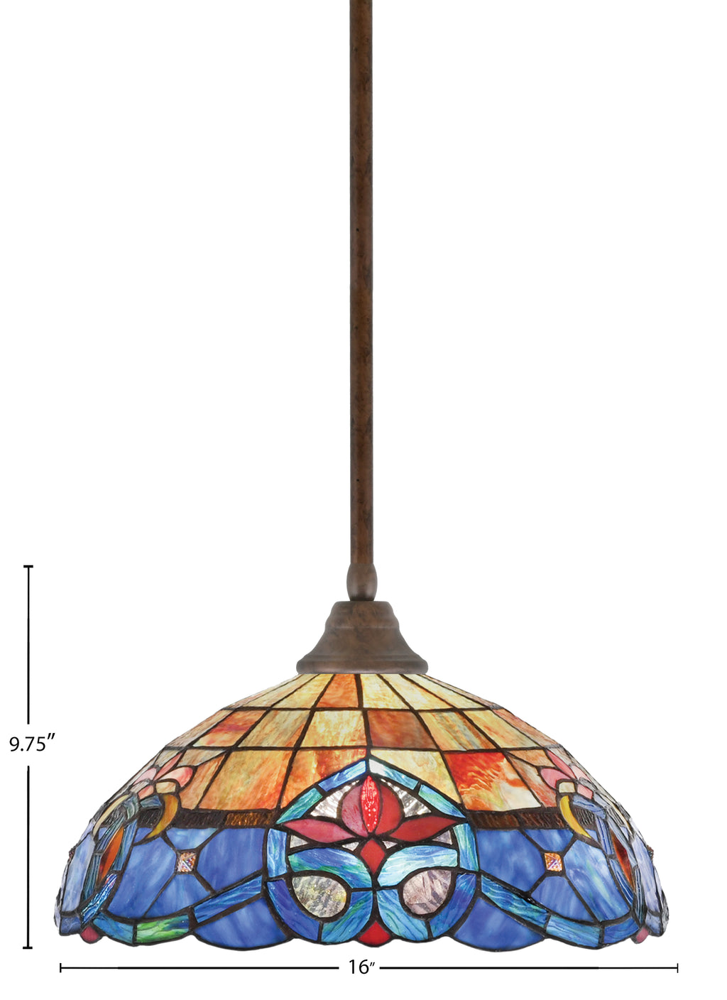 Any One Light Pendant in Bronze with Sierra Art Glass Shade