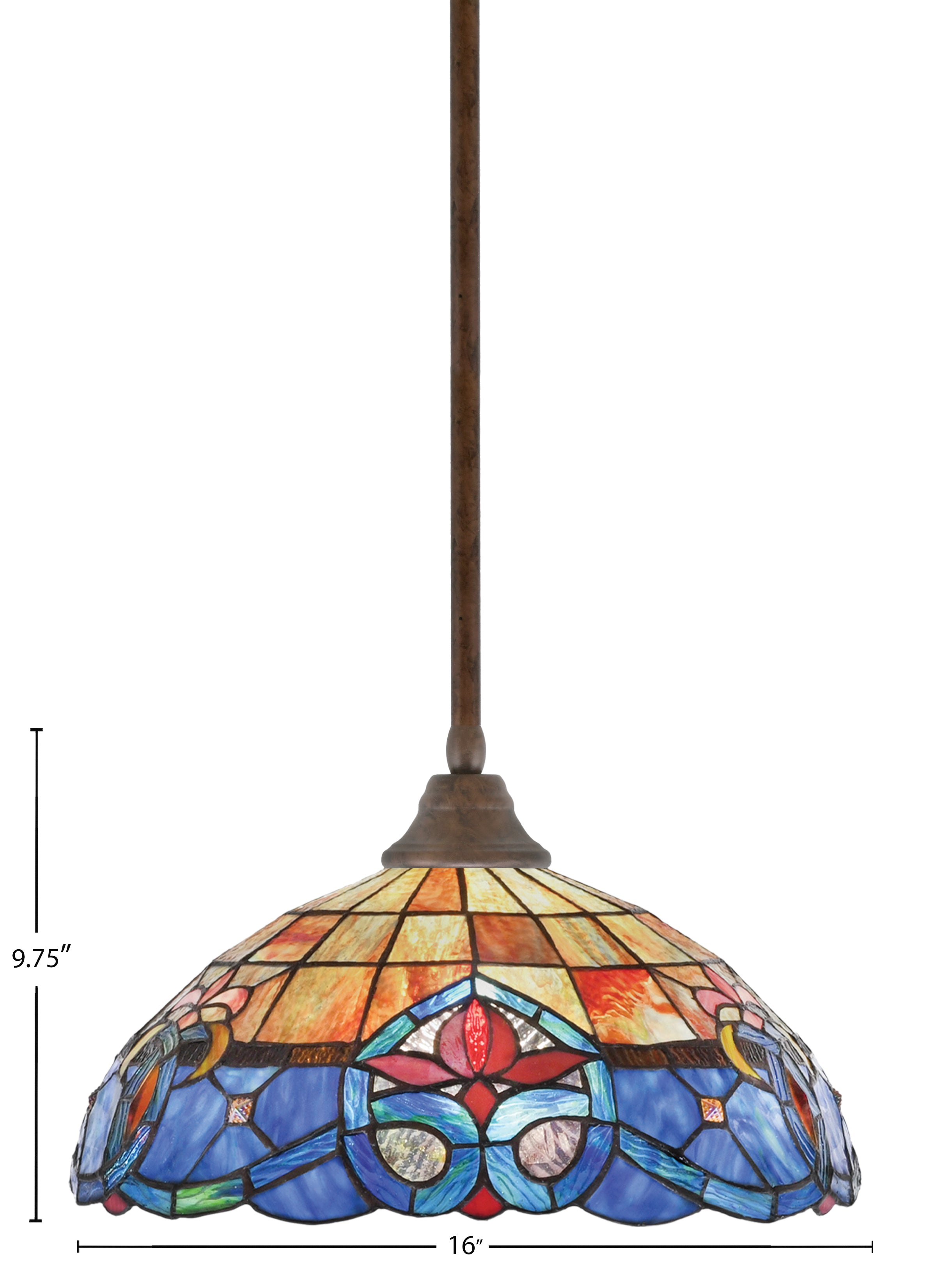 Any One Light Pendant in Bronze with Sierra Art Glass Shade