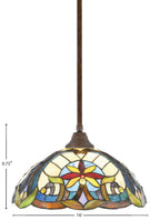 Any One Light Pendant in Bronze with Earth Star Art Shade