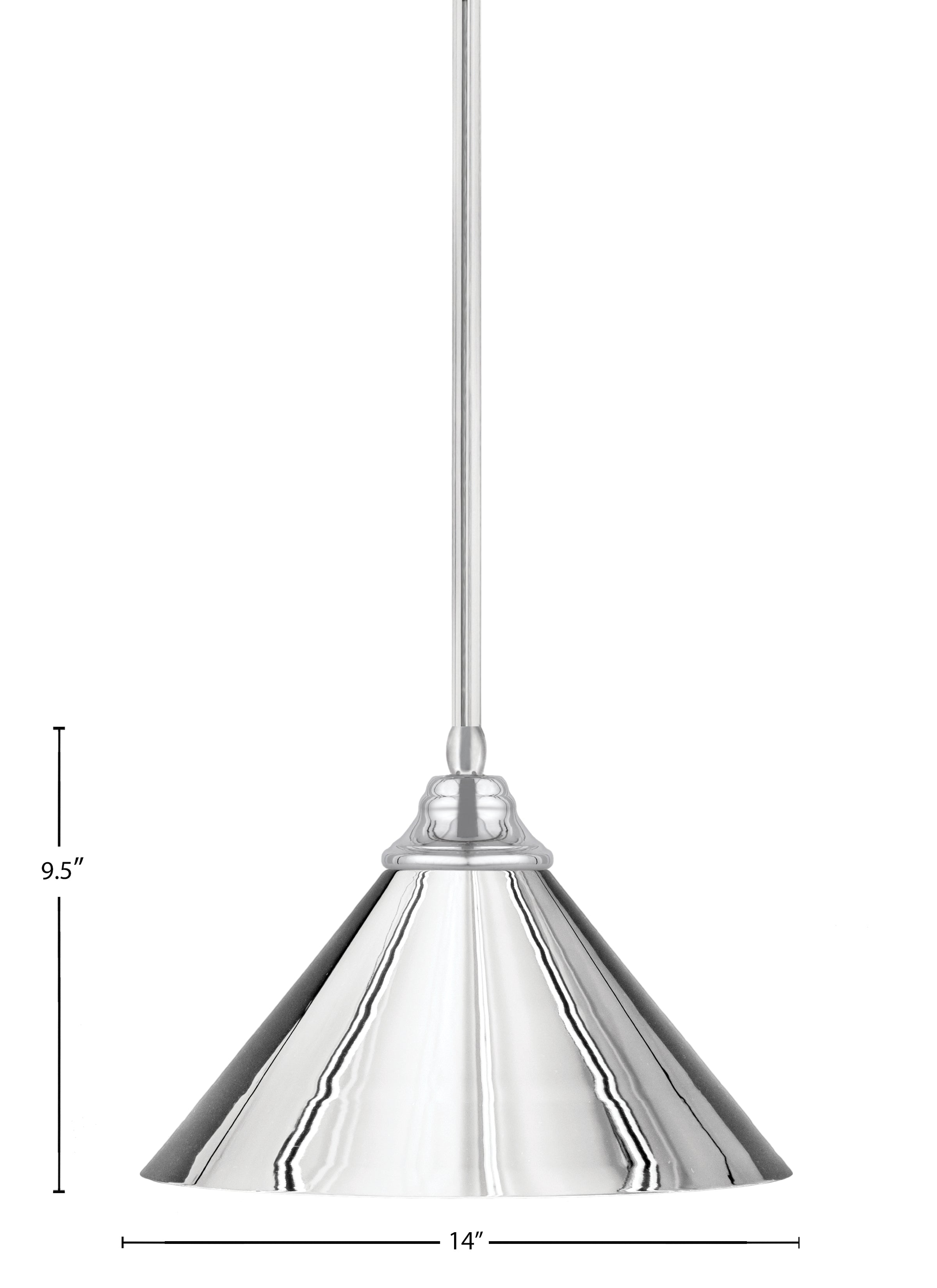 Any One Light Pendant in Chrome with Chrome Cone Metal Shade Shade